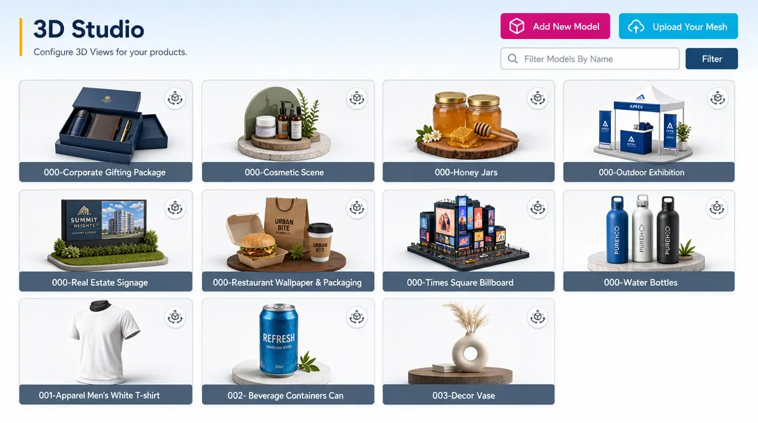 3D product model previews for customer designs