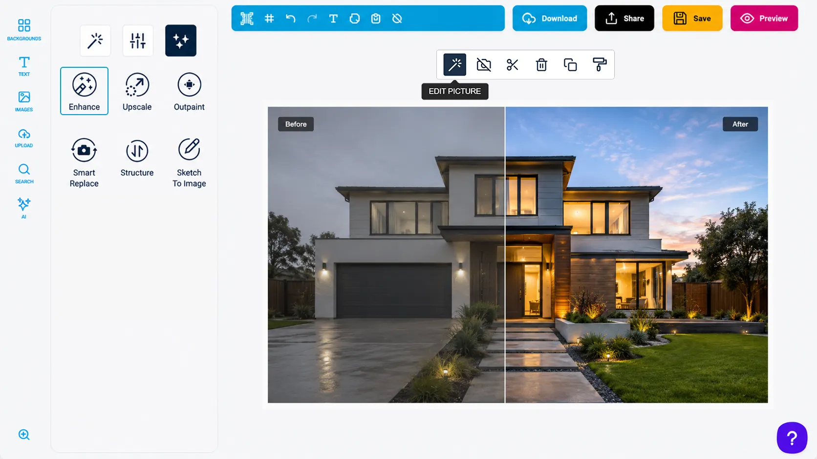 Placeholder image for AI Enhance what-it-does section