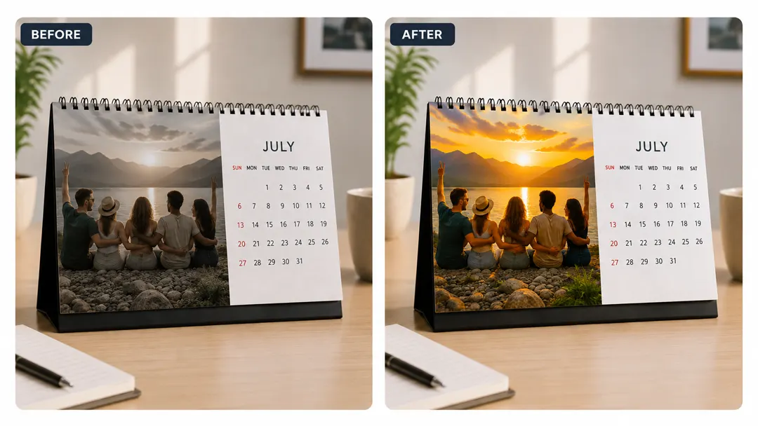 AI-enhanced customer photo with improved brightness and clarity