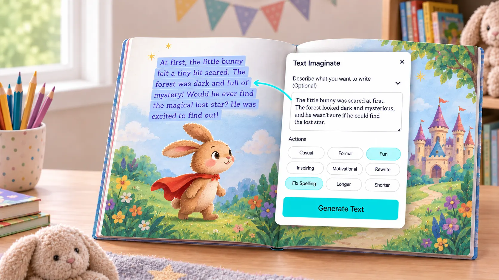 AI text editing inside the PitchPrint editor
