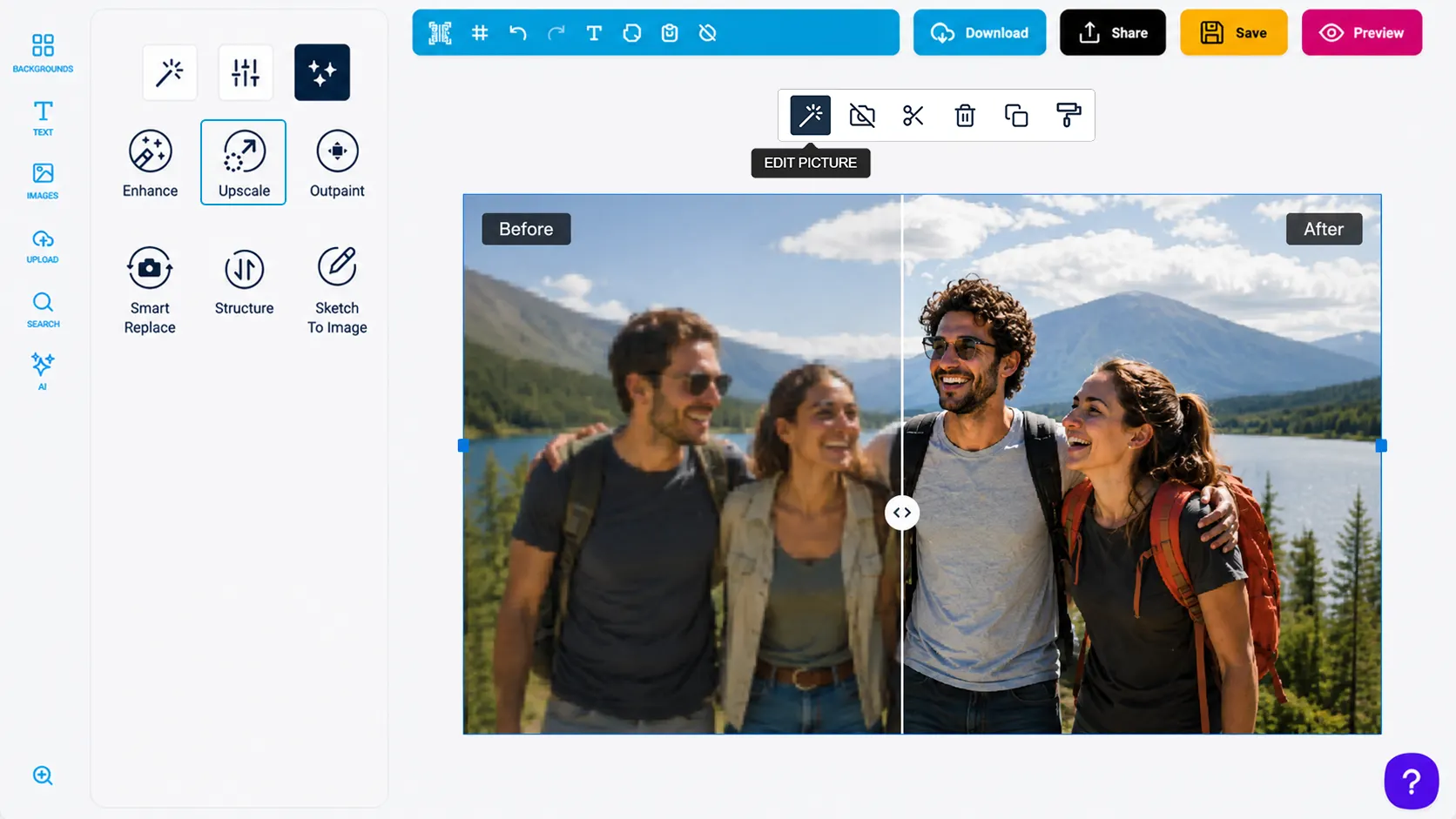 Placeholder image for AI Upscale what-it-does section