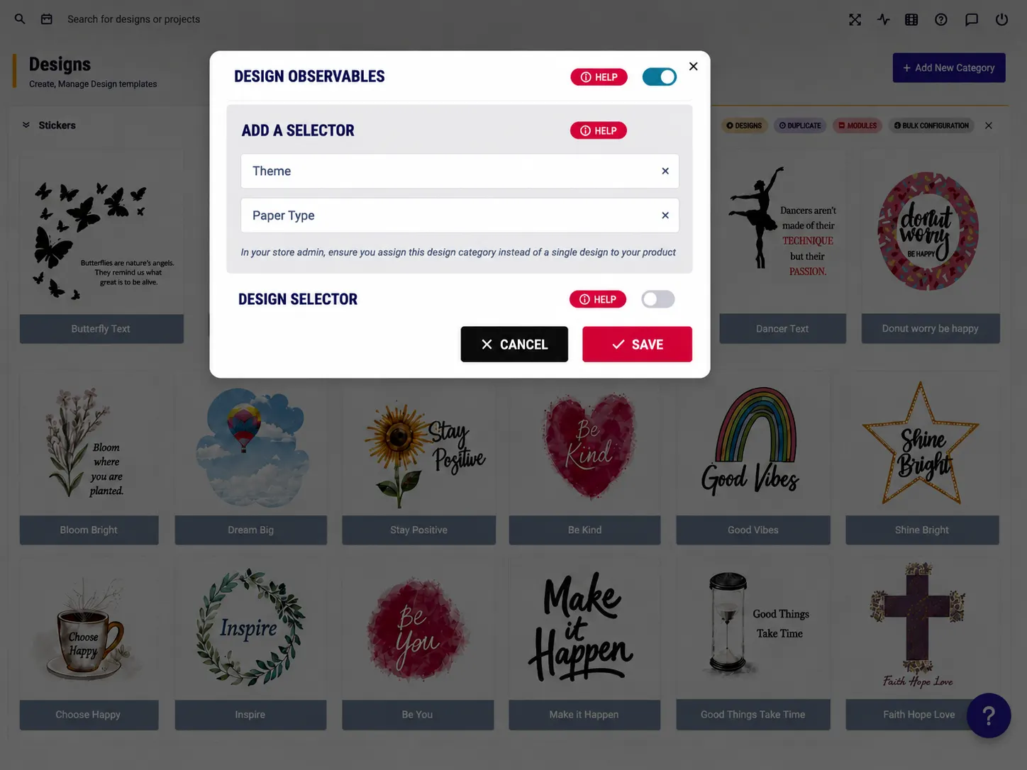 PitchPrint Design Observables module interface