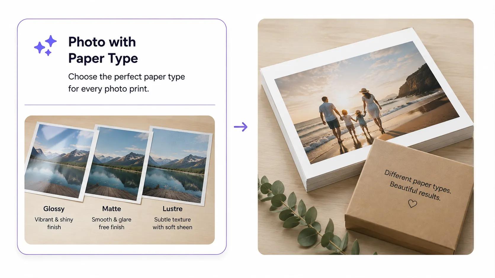 PitchPrint paper finish selector interface