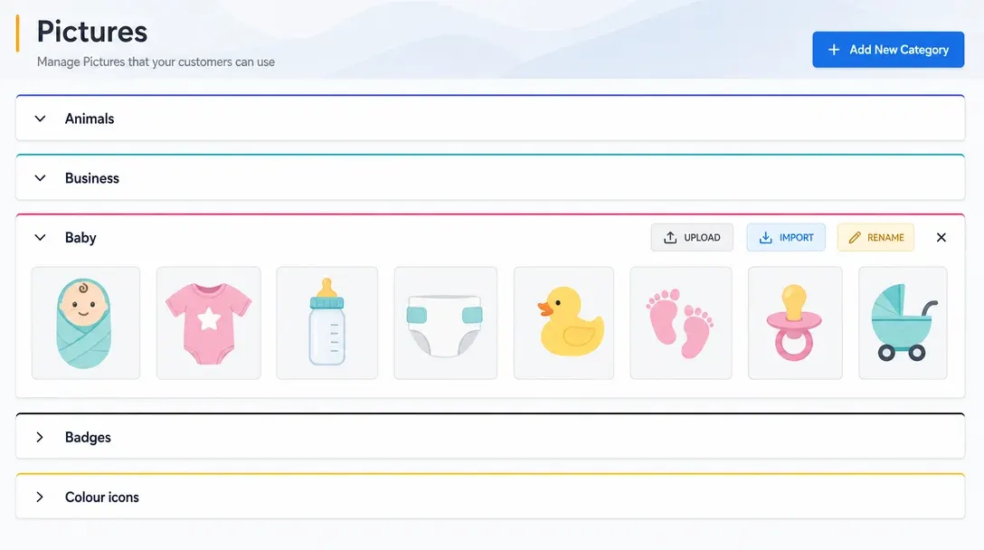 Resource management screen for fonts, images, and templates in the PitchPrint admin