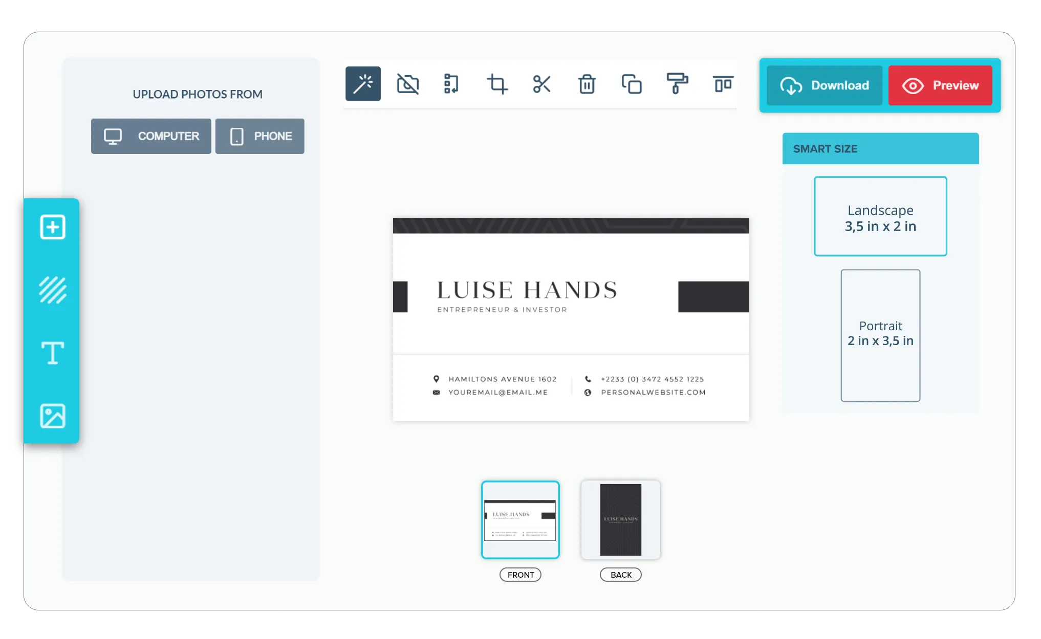 PitchPrint Smart Sizes Module interface