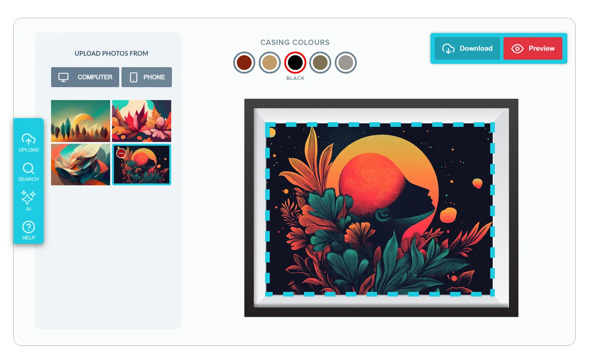 PitchPrint Template Color Module interface