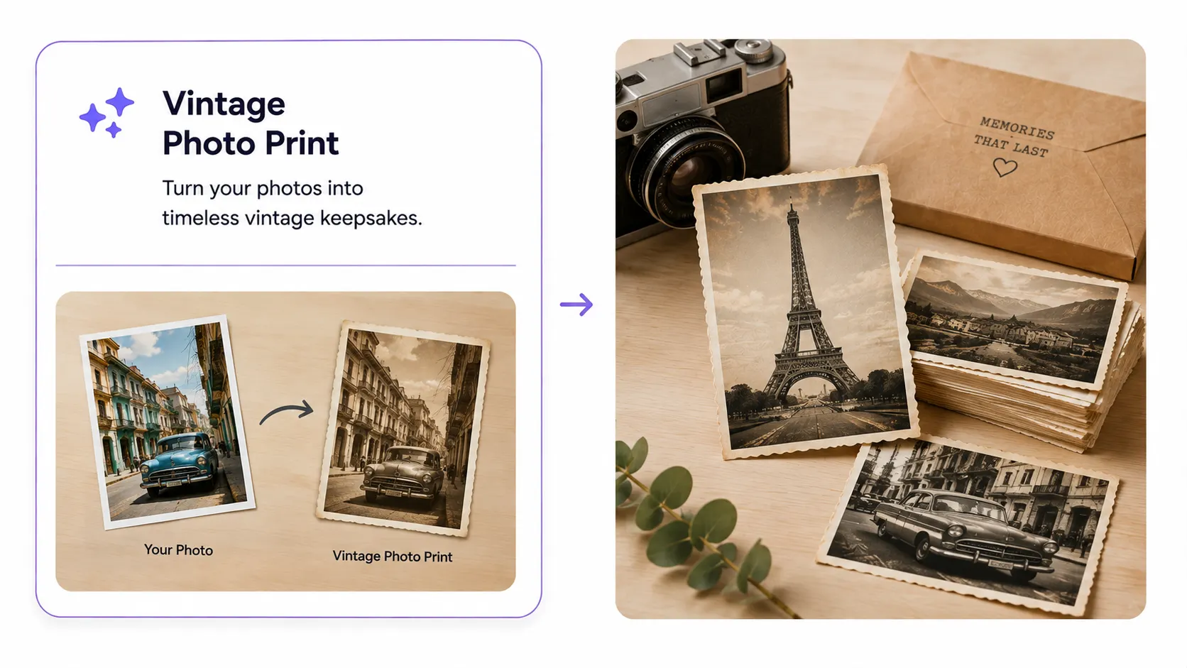 PitchPrint vintage-style decorated photo print