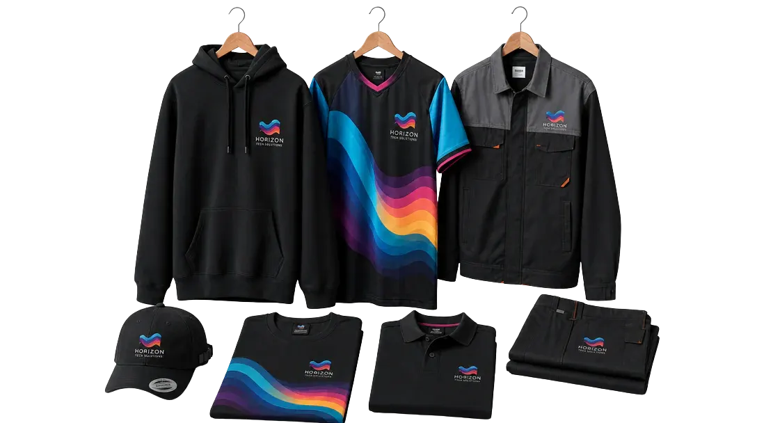 Personalized apparel products created with PitchPrint