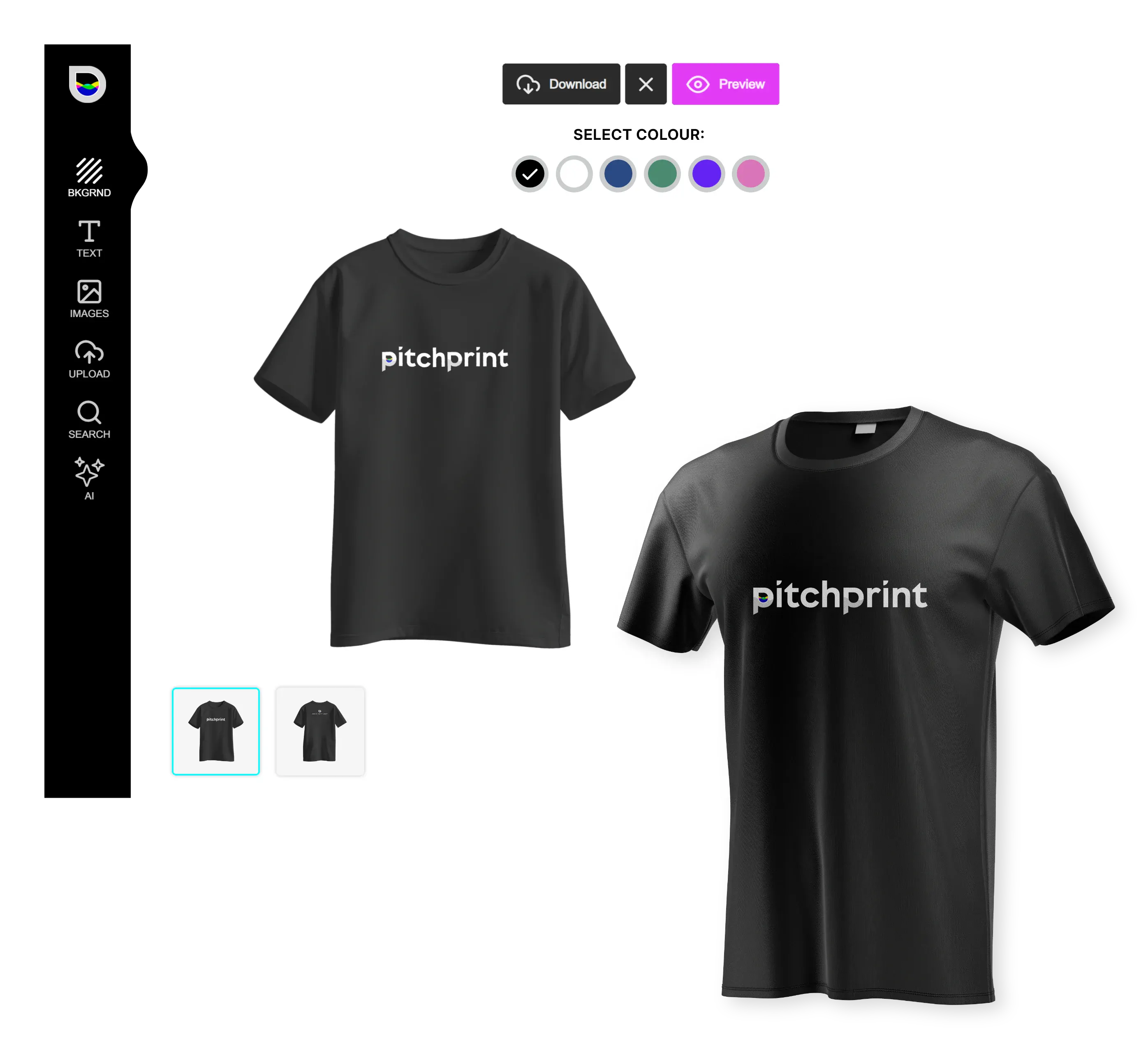PitchPrint product customization interface preview