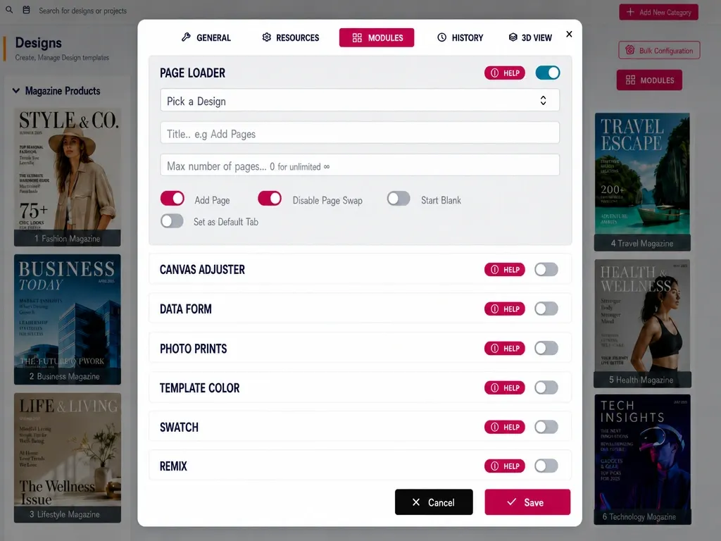 PitchPrint Page Loader Module interface
