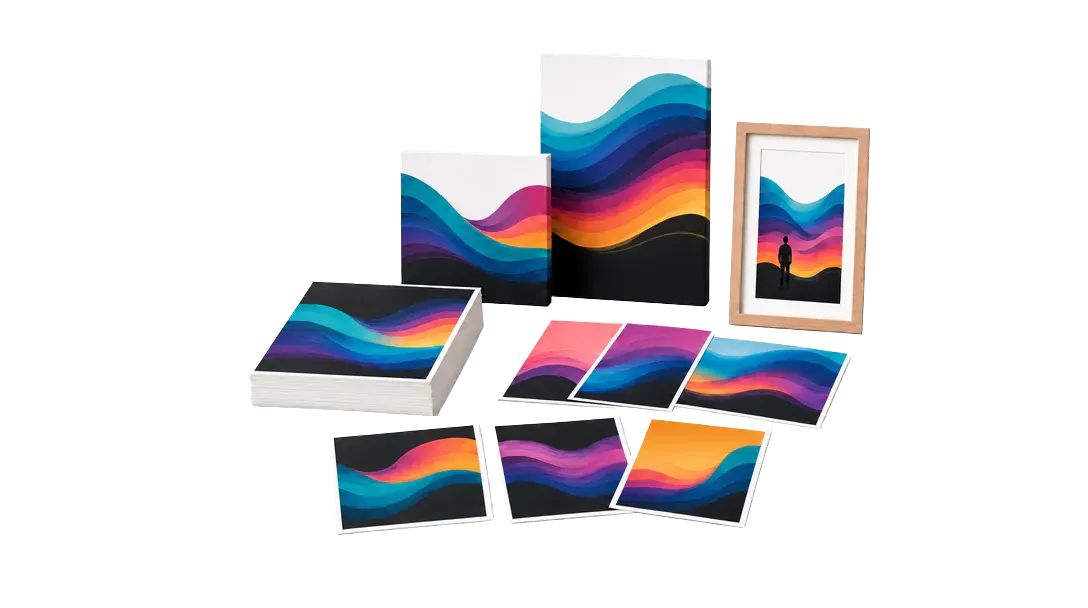 Personalized photo print products created with PitchPrint