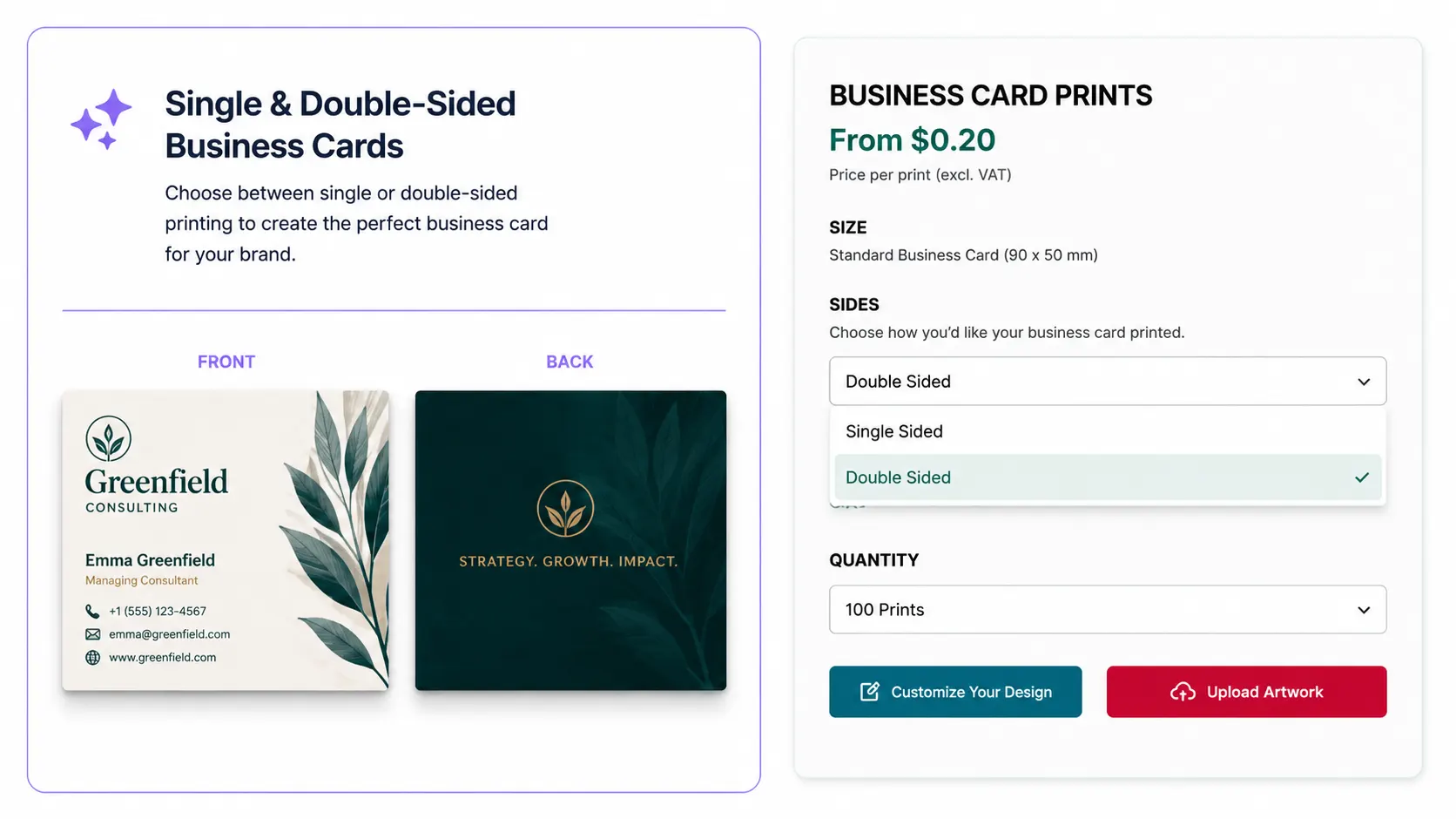 PitchPrint single double sided design interface