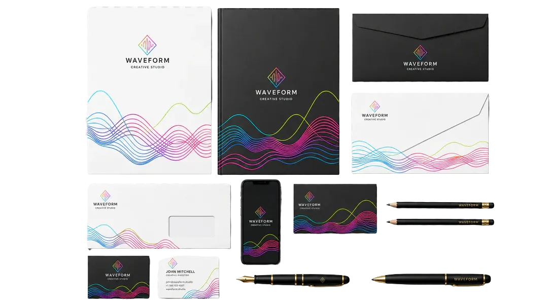 Personalized stationery products created with PitchPrint