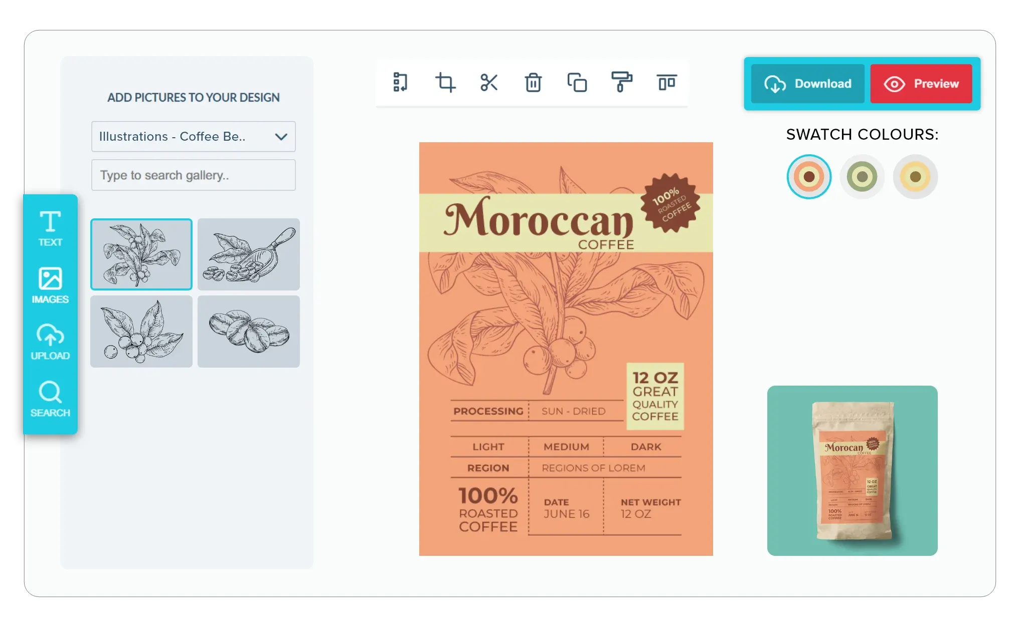 PitchPrint Swatch Module interface